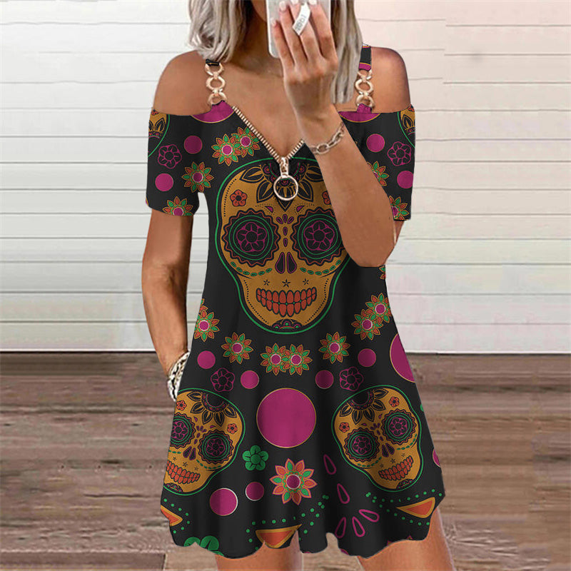 Elegante vestido estampado de manga corta de Isabella Sol