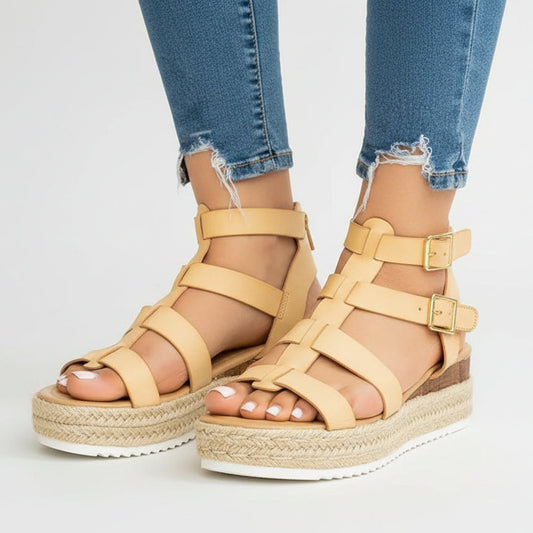 Elegantes sandalias de plataforma con tiras cruzadas Isabella Sol