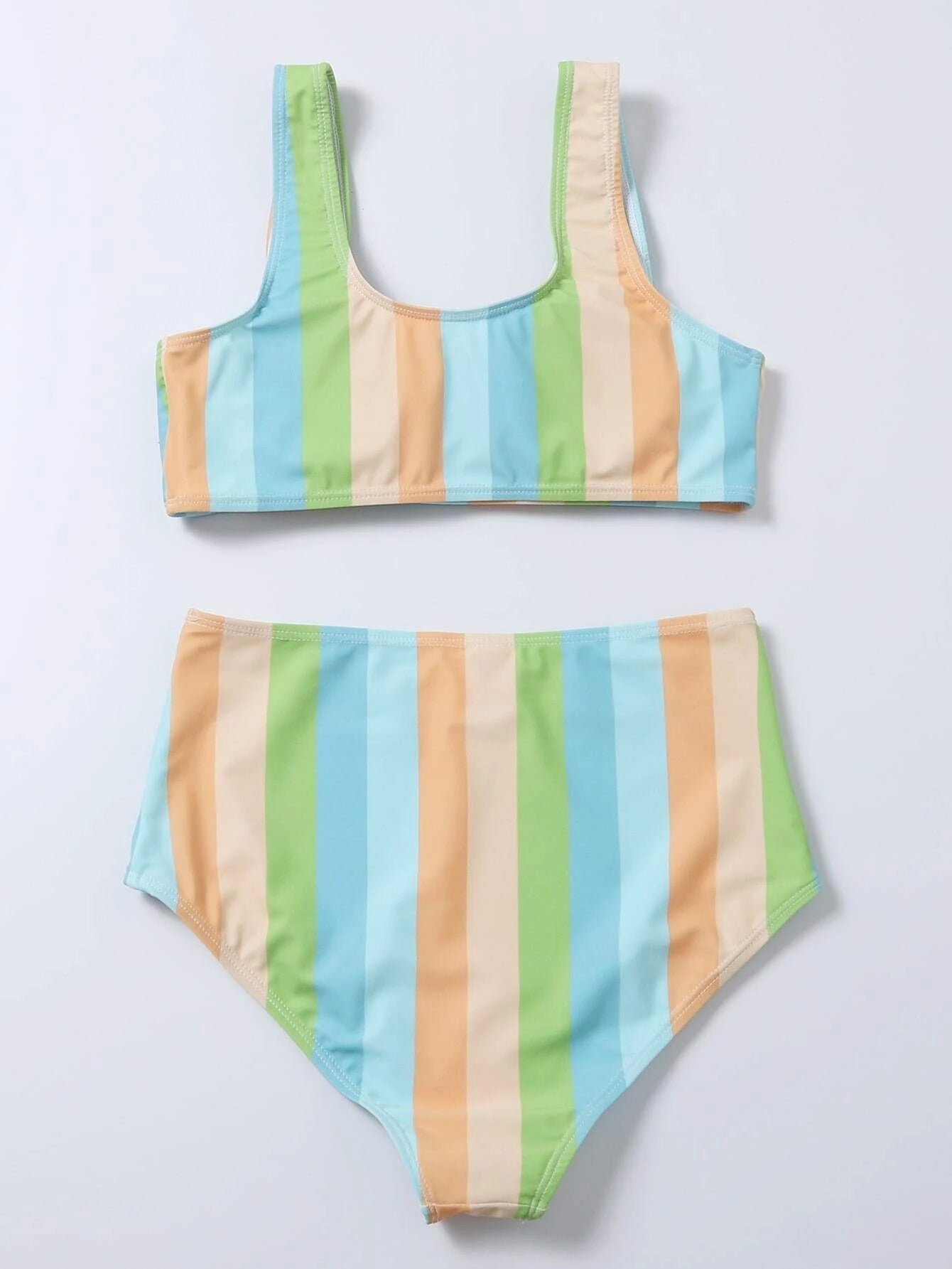 Bikini de talle alto con rayas vibrantes de Isabella Sol