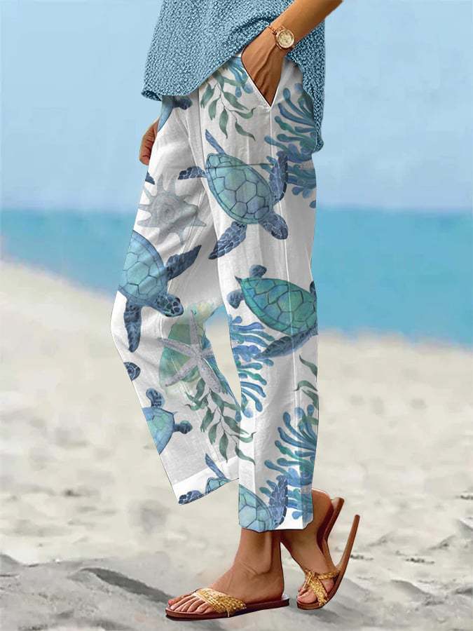 Pantalones cortos Isabella Sol con estampado de tortugas marinas