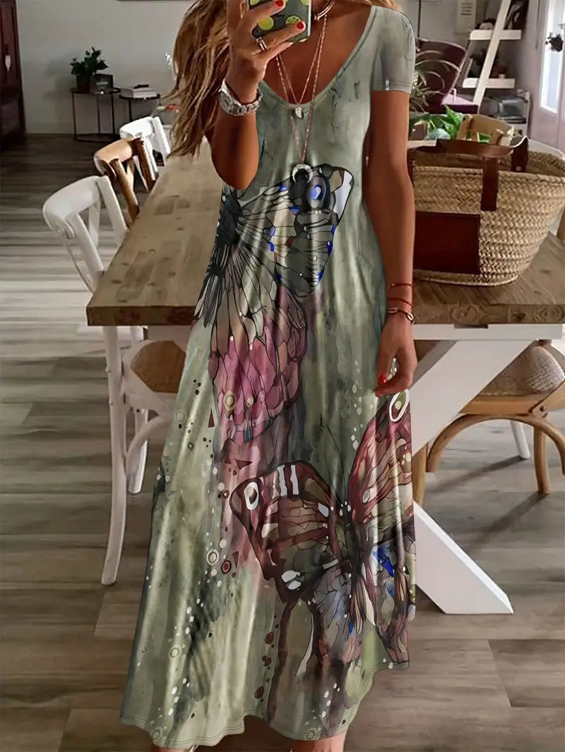 Vestido largo Isabella Sol con estampado de mariposas bohemias