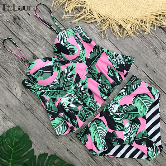 Bikini floral de talle alto de Isabella Sol Swimwear