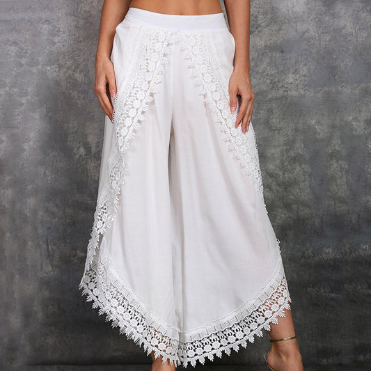 Elegantes pantalones anchos de encaje de Isabella Sol.