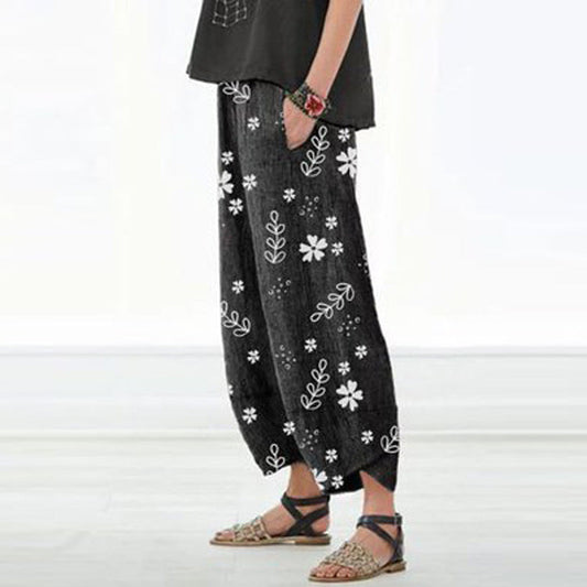 Pantalones anchos de algodón con estampado floral de Isabella Sol.