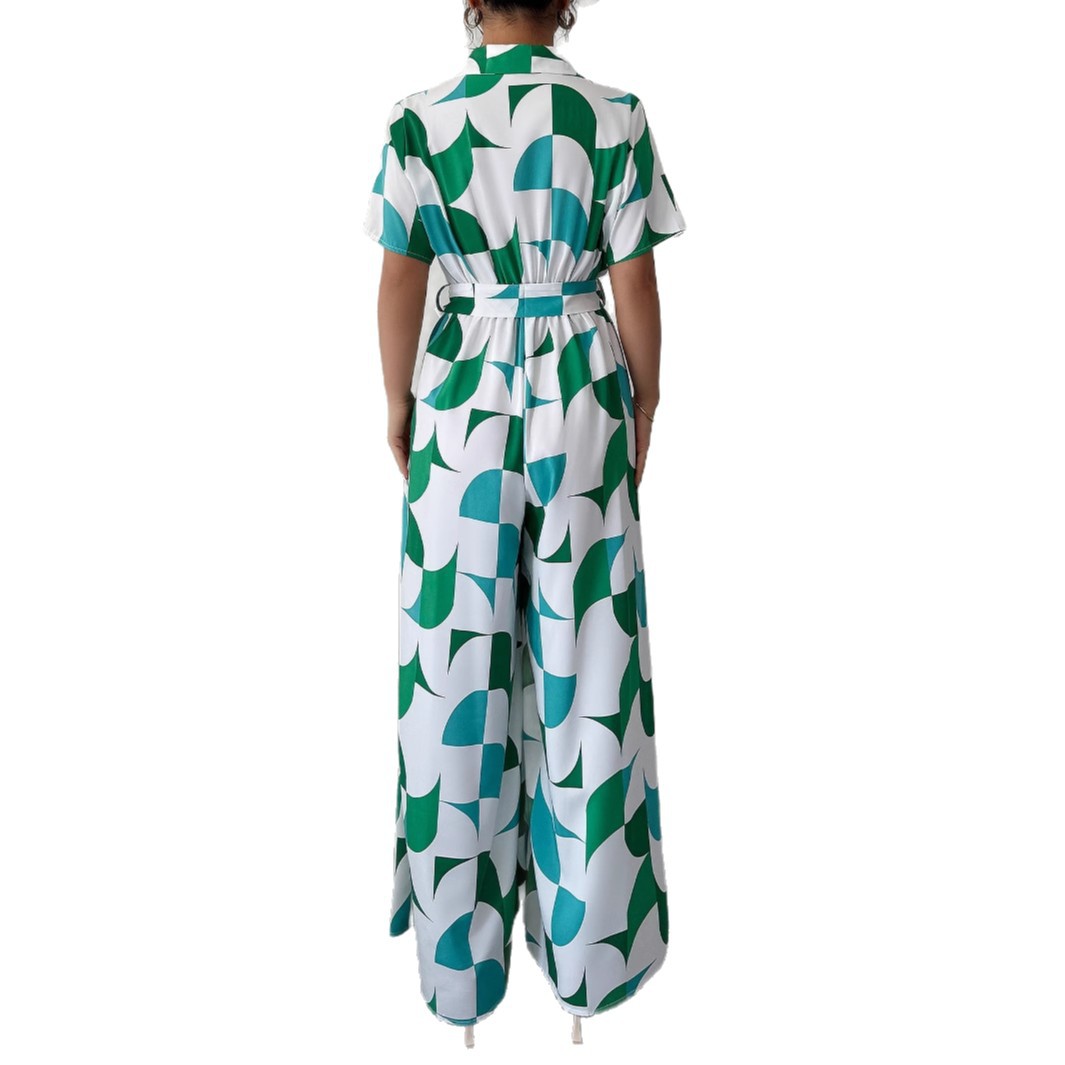 Elegante mono verde de pierna ancha Isabella Sol