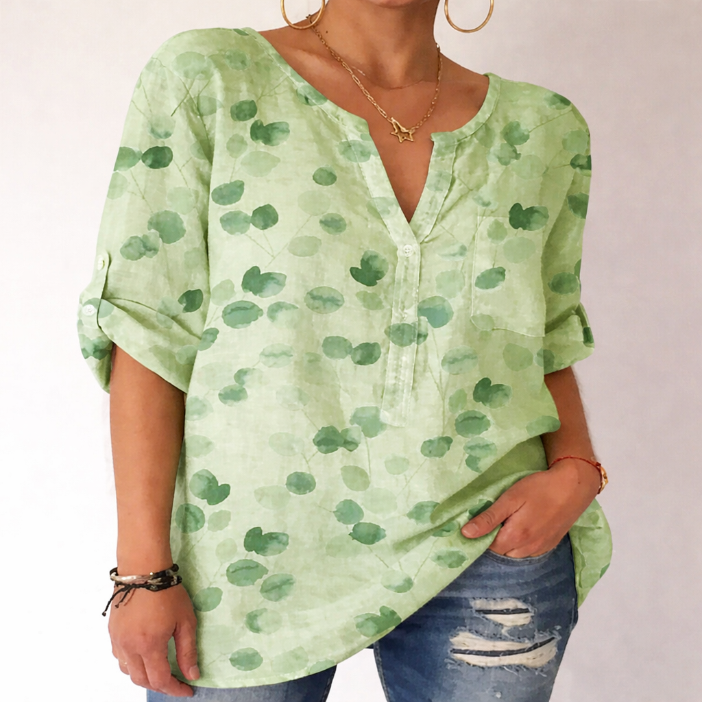 Blusa de algodón estampada con escote en V de Isabella Sol.