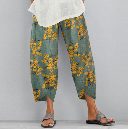 Pantalones anchos con estampado floral retro de Isabella Sol
