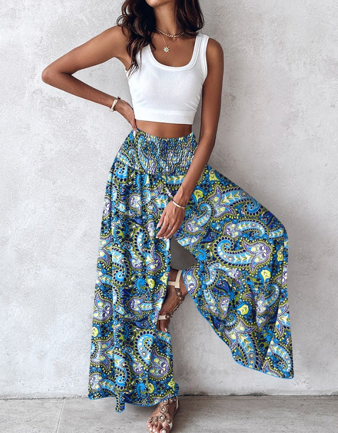 Pantalones anchos con estampado floral retro de Isabella Sol