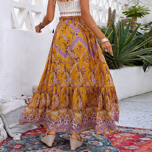 Falda larga estilo boho geométrico Isabella Sol