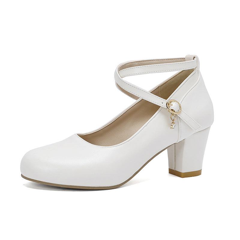 Elegantes zapatos Mary Jane de tacón grueso de Isabella Sol.