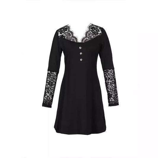 Elegante vestido de encaje con escote en V de Isabella Sol.