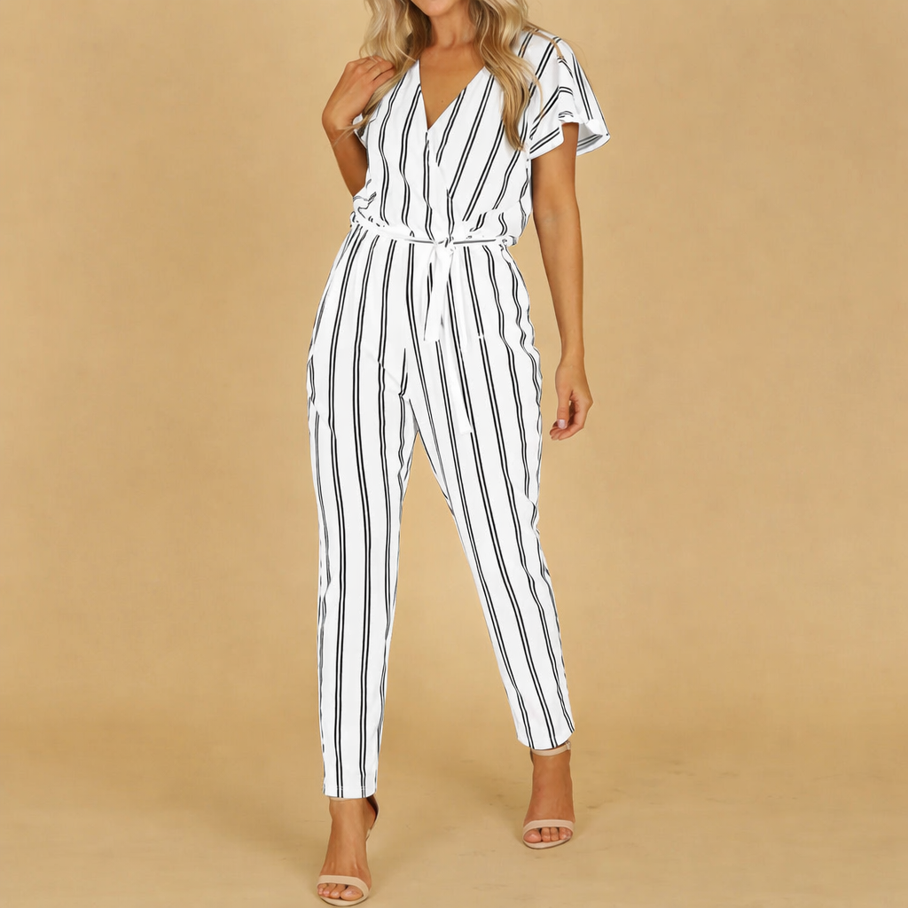 Mono halter con escote en V y rayas elegantes de Isabella Sol