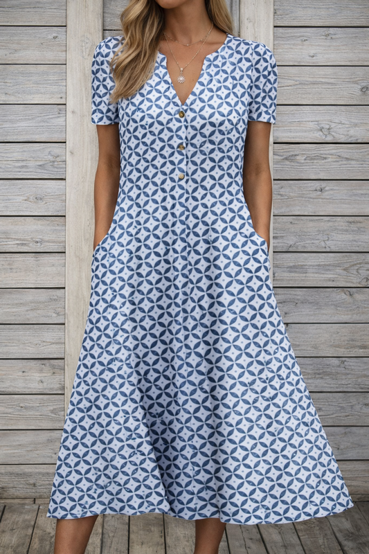 Vestido largo estampado con escote en V de Isabella Sol