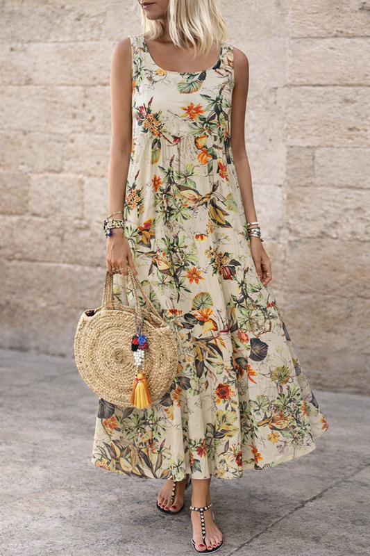 Vestido largo floral bohemio Isabella Sol Verano