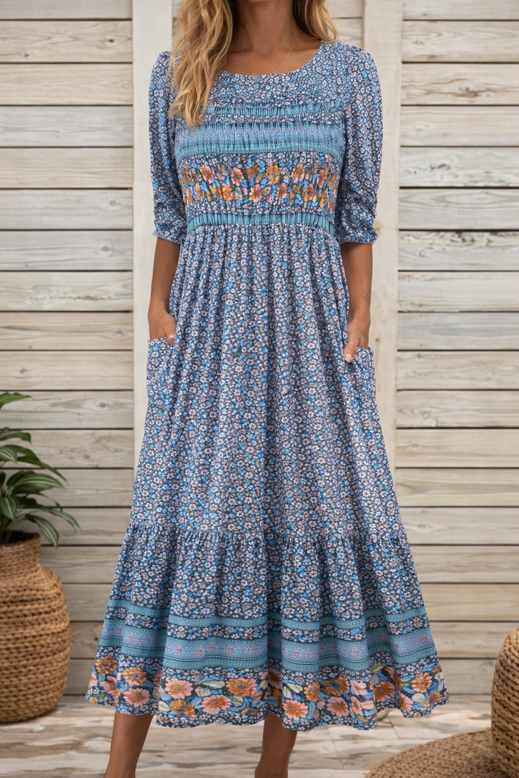 Vestido largo bohemio floral de Isabella Sol