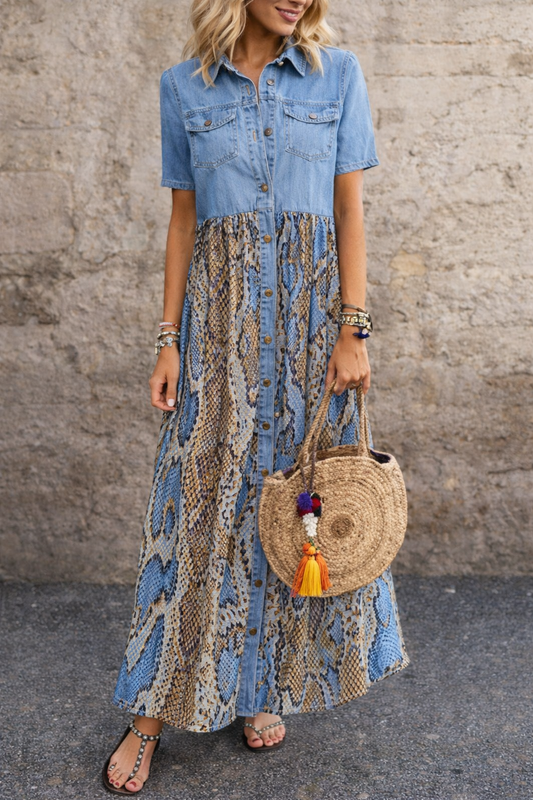 Vestido largo estampado bohemio Isabella Sol Falda de verano con vuelo