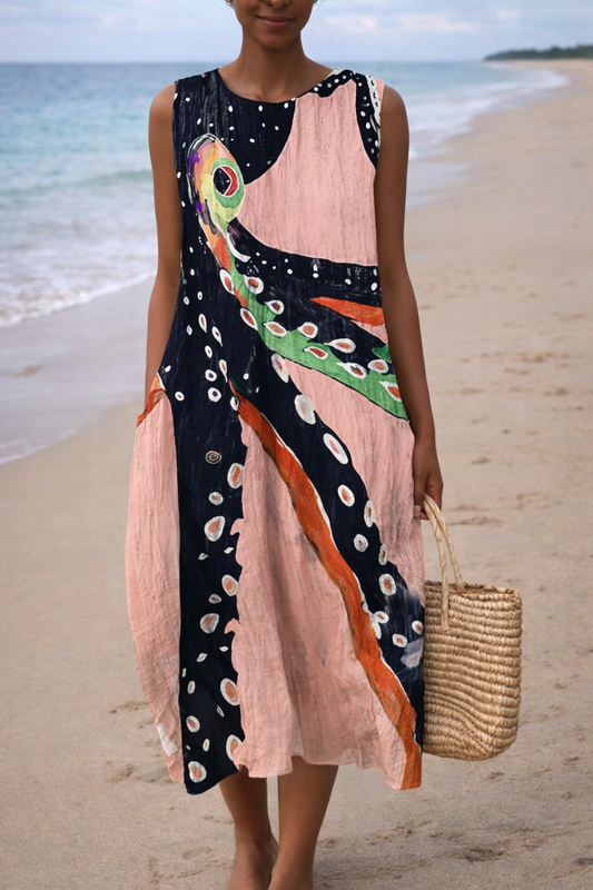 Vestido sin mangas con estampado vibrante de Isabella Sol