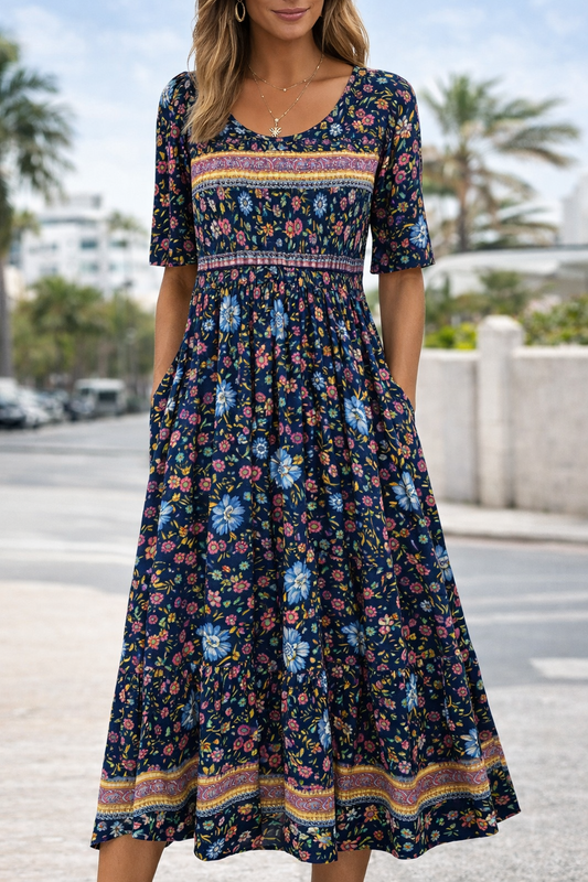 Vestido largo floral bohemio de Isabella Sol