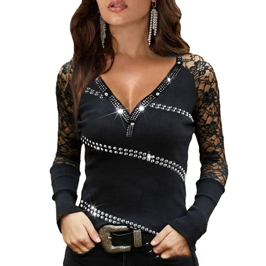 Elegante top de encaje con pedrería Isabella Sol