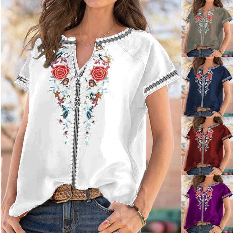 Ethnic Print Short Sleeve Top Isabella Sol