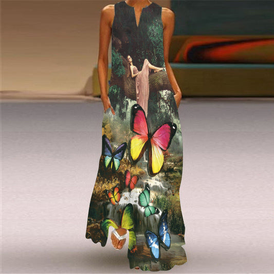 Vestido largo con estampado retro de Isabella Sol