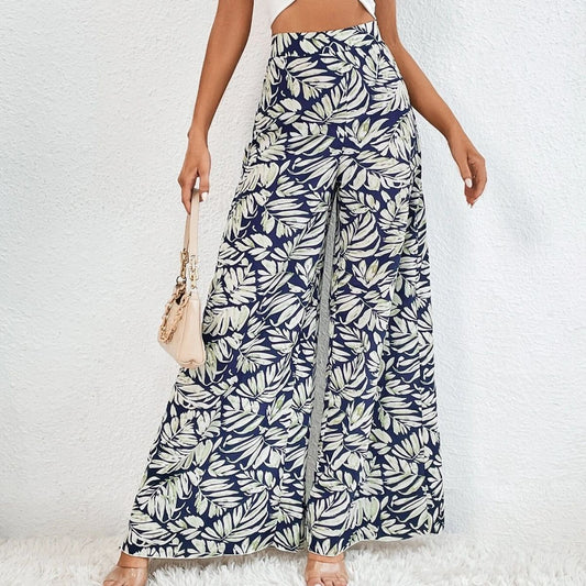 Elegantes pantalones anchos con estampado floral de Isabella Sol.