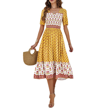 Vestido midi de verano estampado estilo bohemio de Isabella Sol