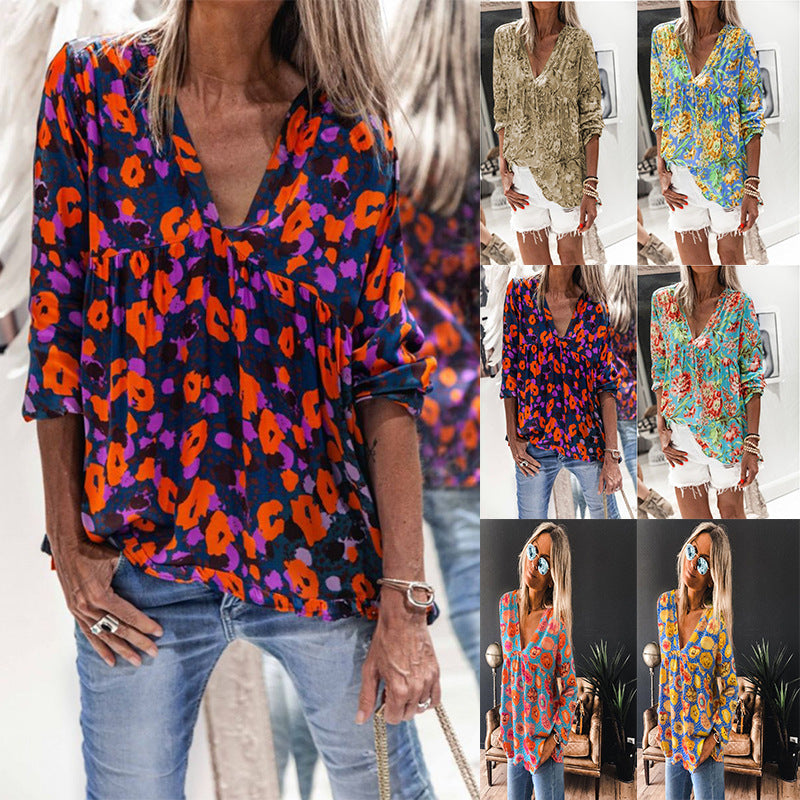 Vibrant Floral Isabella Sol Long Sleeve Blouse