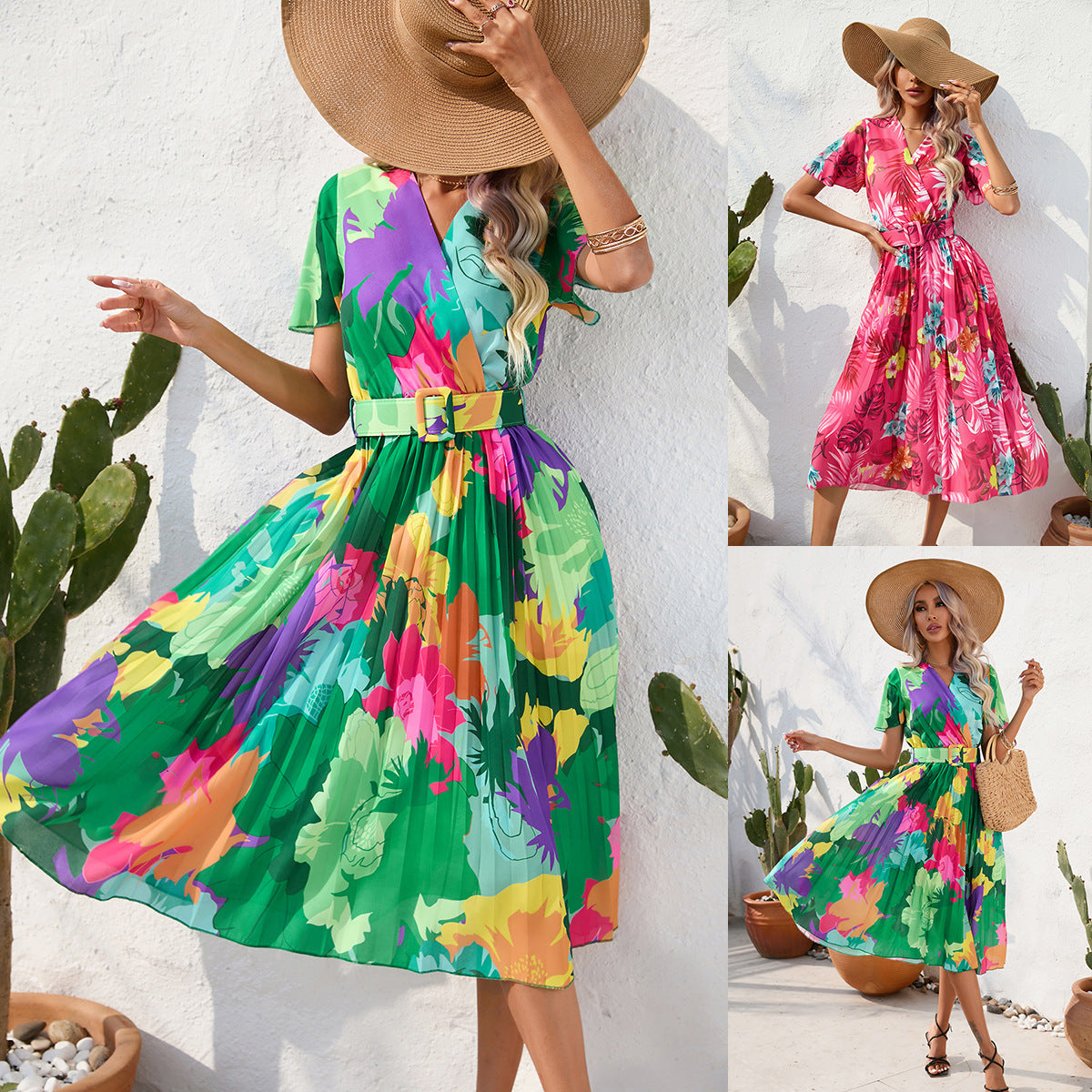Vibrant Floral Isabella Sol Summer Midi Dress