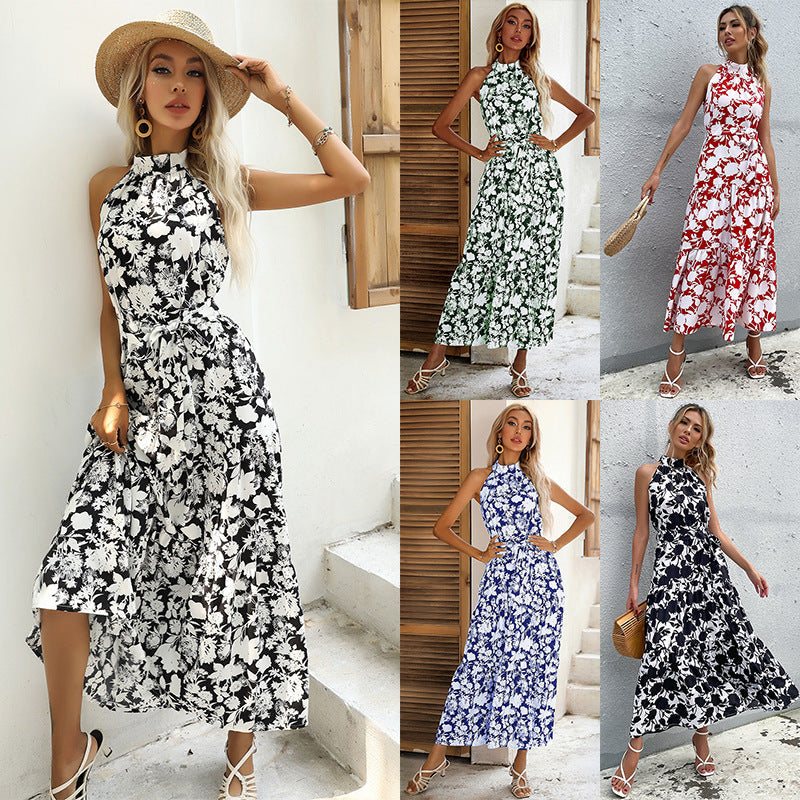 Printed Halter Maxi Dress by Isabella Sol