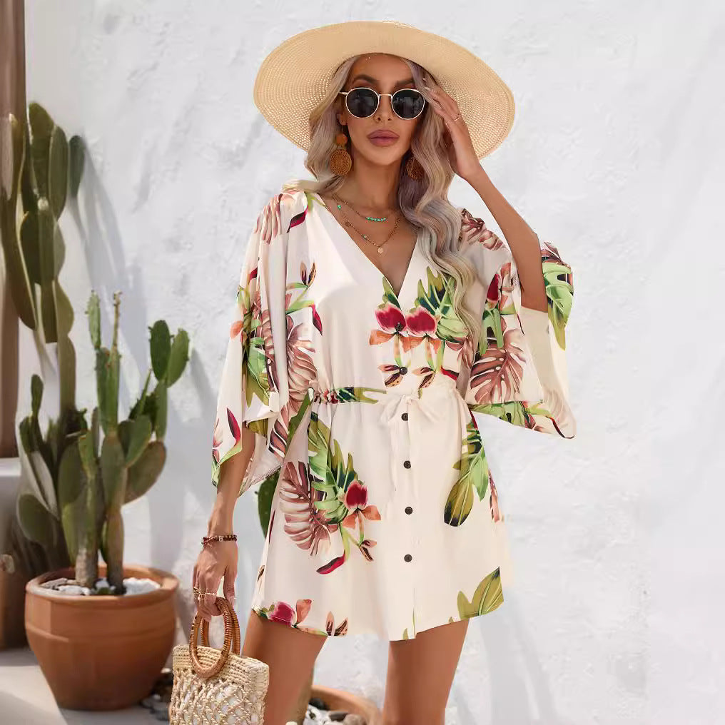 Leaf Print Summer Dress by Isabella Sol