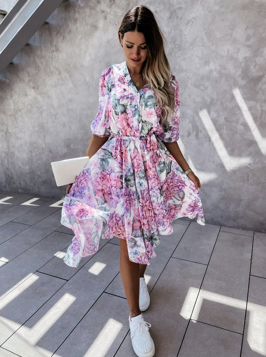 Vestido midi irregular con estampado floral de Isabella Sol