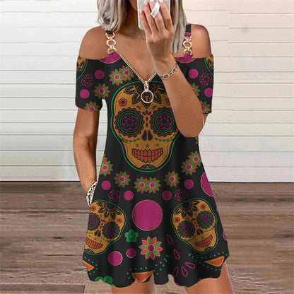 Elegante vestido estampado de manga corta de Isabella Sol