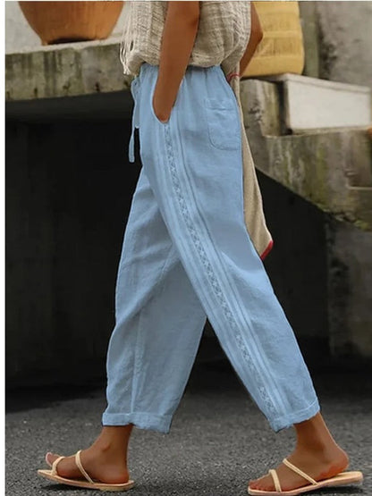 Elegantes pantalones cortos de algodón y lino de Isabella Sol