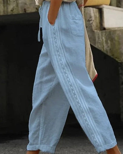 Elegantes pantalones cortos de algodón y lino de Isabella Sol