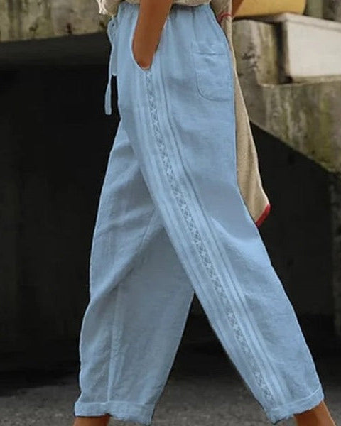 Elegantes pantalones cortos de algodón y lino de Isabella Sol