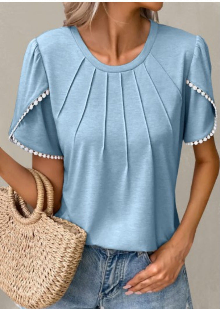 Camiseta de verano elegante de Isabella Sol con mangas tipo tulipán