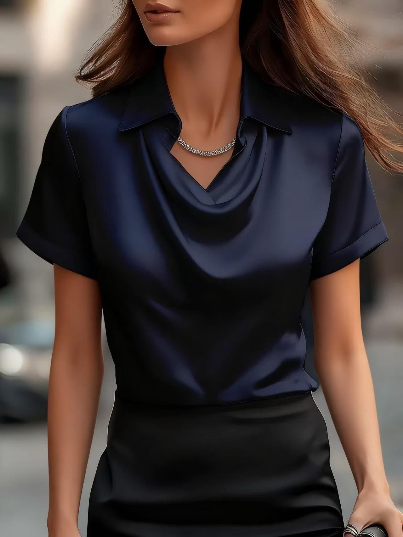 Blusa elegante de satén con escote barco de Isabella Sol.