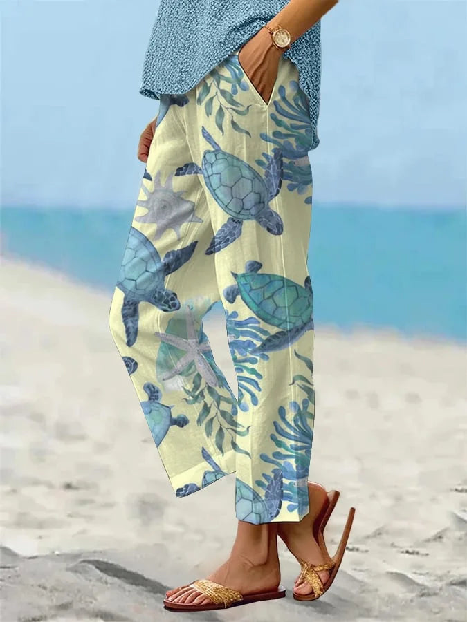 Pantalones cortos Isabella Sol con estampado de tortugas marinas