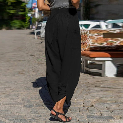 Pantalones casuales de algodón Isabella Sol de corte relajado