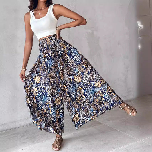 Retro Floral Wide-Leg Pants by Isabella Sol