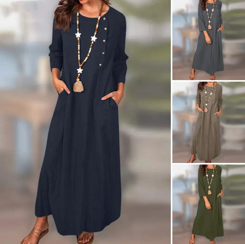 Vintage Linen Long Sleeve Dress by Isabella Sol