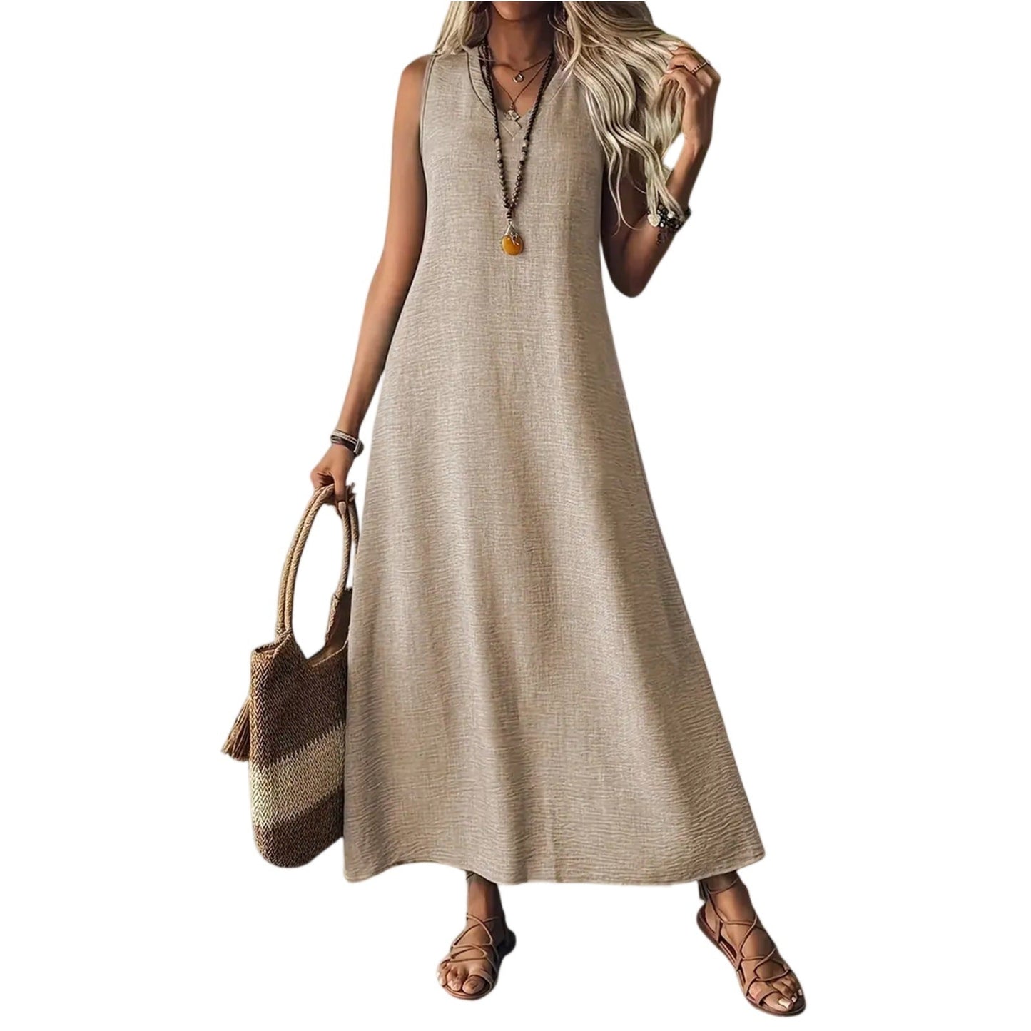 Elegante vestido sin mangas de cáñamo de Isabella Sol