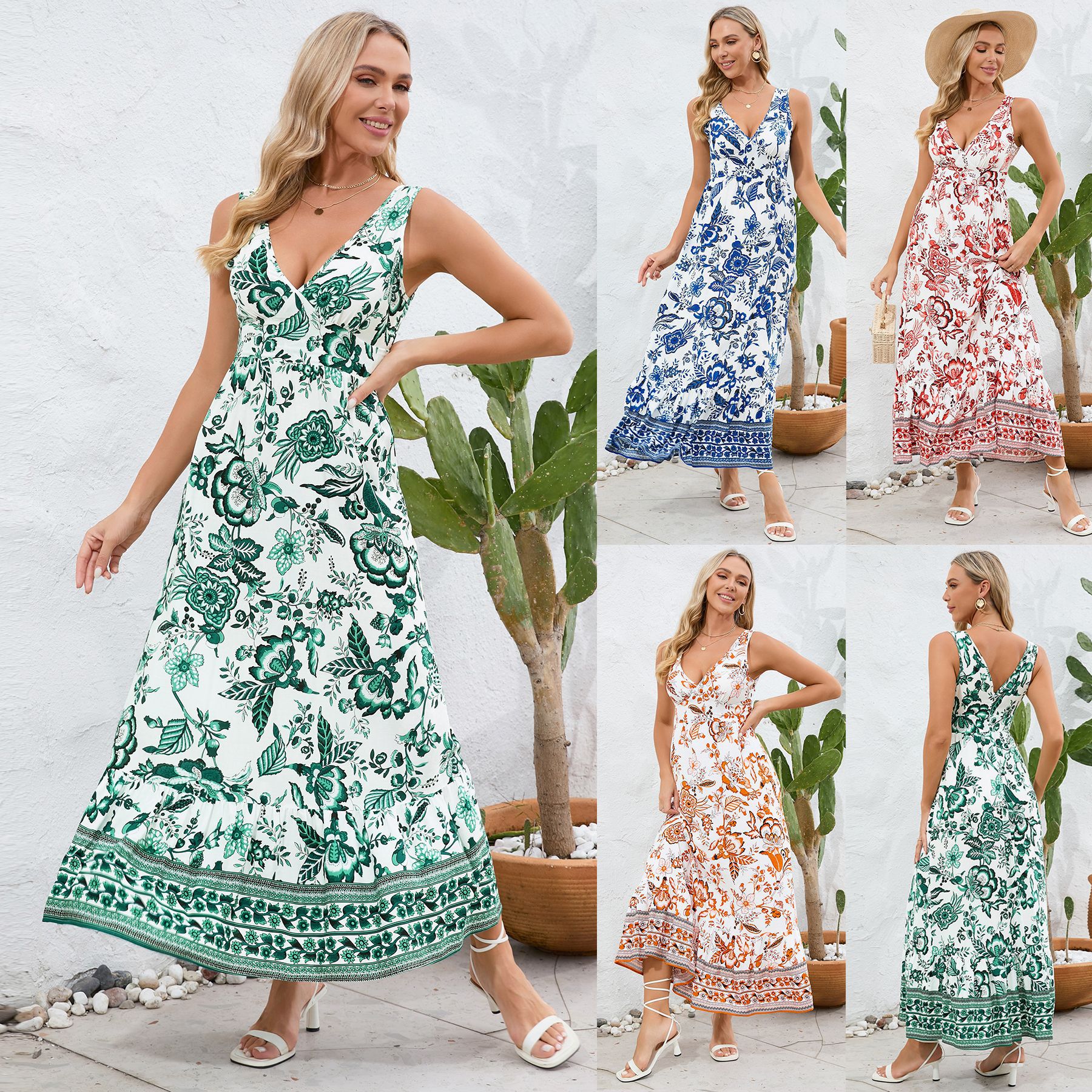 Floral V-Neck Maxi Dress by Isabella Sol