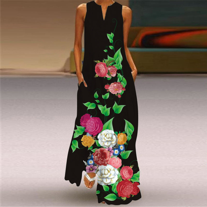 Floral Print Isabella Sol Sleeveless Maxi Dress
