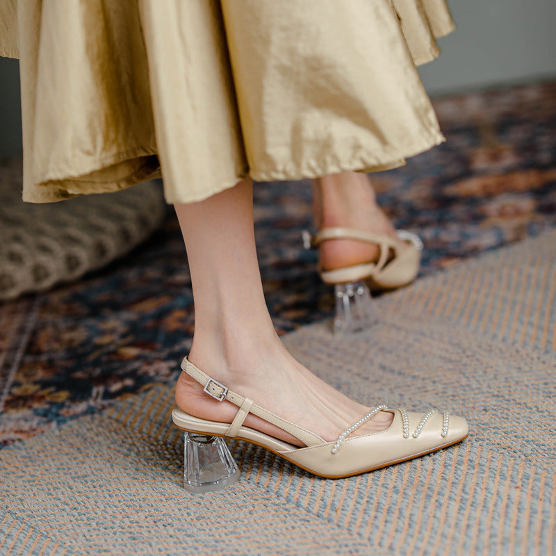 Elegantes sandalias de tacón de cristal de Isabella Sol
