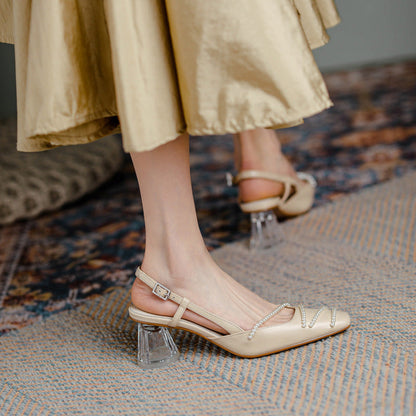 Elegantes sandalias de tacón de cristal de Isabella Sol