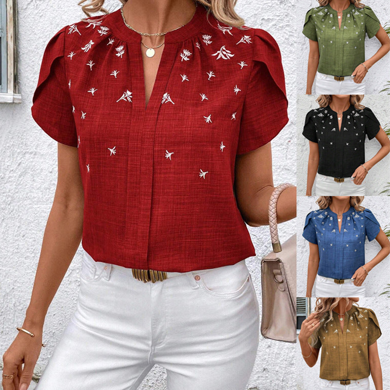 Chic Printed Blouse Isabella Sol Shoulder Pleat Top