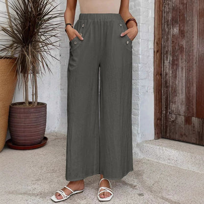 Pantalones holgados de talle alto y pierna ancha de Isabella Sol.