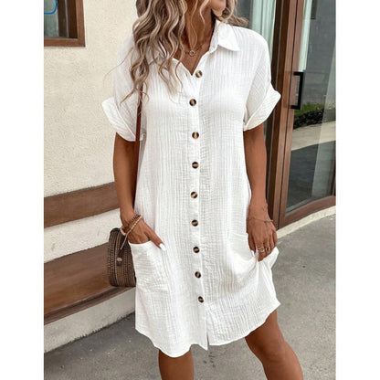 Elegante vestido camisero de algodón y lino de Isabella Sol